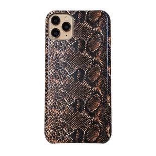 For iPhone 11 Pro Max Snake Skin Pattern PU+PVC Material Shockproof Mobile Protective Case(Light Brown)