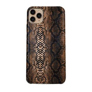For iPhone 11 Pro Max Snake Skin Pattern PU+PVC Material Shockproof Mobile Protective Case(Deep Brown)
