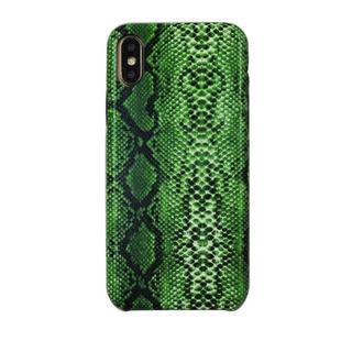 For iPhone X/XS Snake Skin Pattern PU+PVC Material Shockproof Mobile Protective Case(Grass Cyan)