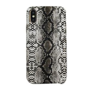 For iPhone XS Max Snake Skin Pattern PU+PVC Material Shockproof Mobile Protective Case(Light Grey)