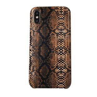 For iPhone XS Max Snake Skin Pattern PU+PVC Material Shockproof Mobile Protective Case(Light Brown)