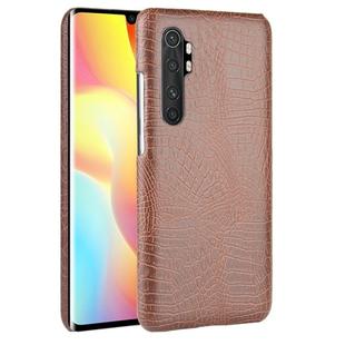 For Xiaomi Mi Note 10 Lite Shockproof Crocodile Texture PC + PU Case(Brown)