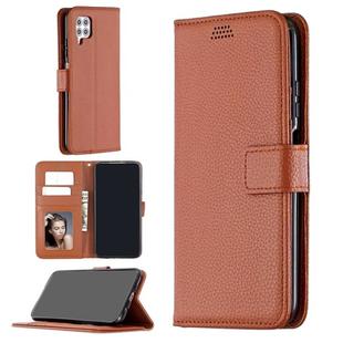 For Huawei P40 Lite  Litchi Texture Horizontal Flip Leather Case with Holder & Card Slots & Wallet & Photo Frame(Brown)