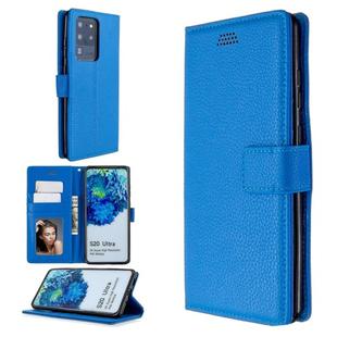 For Samsung Galaxy S20 Ultra Litchi Texture Horizontal Flip Leather Case with Holder & Card Slots & Wallet & Photo Frame(Blue)