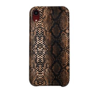 For iPhone XR Snake Skin Pattern PU+PVC Material Shockproof Mobile Protective Case(Light Brown)
