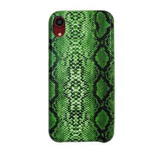 For iPhone XR Snake Skin Pattern PU+PVC Material Shockproof Mobile Protective Case(Grass Cyan)