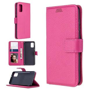 For Samsung Galaxy A41 Litchi Texture Horizontal Flip Leather Case with Holder & Card Slots & Wallet & Photo Frame(Rose)