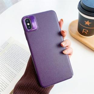 For iPhone XS Max All-Inclusive Pure Prime Skin Plastic Case with Lens Ring Protection Cover(Purple)