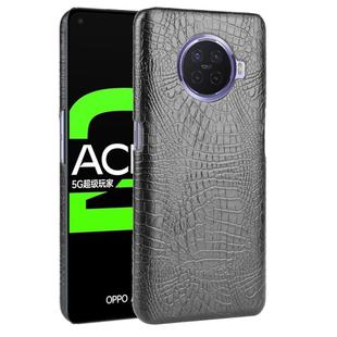 For OPPO Ace2 Shockproof Crocodile Texture PC + PU Case(Black)