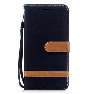 Color Matching Denim Texture Leather Case for Xiaomi Redmi Note 5A, with Holder & Card Slots & Wallet & Lanyard(Black)