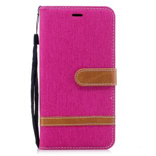 Color Matching Denim Texture Leather Case for Xiaomi Redmi Note 5A, with Holder & Card Slots & Wallet & Lanyard(Rose Red)