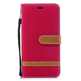 Color Matching Denim Texture Leather Case for Xiaomi Redmi Note 5A, with Holder & Card Slots & Wallet & Lanyard(Red)