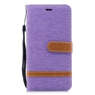 Color Matching Denim Texture Leather Case for Xiaomi Redmi Note 5A, with Holder & Card Slots & Wallet & Lanyard(Purple)