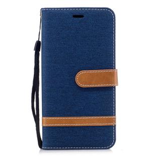 Color Matching Denim Texture Leather Case for Xiaomi Redmi Note 5A, with Holder & Card Slots & Wallet & Lanyard(Dark Blue)