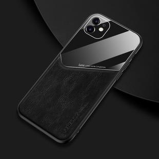 For iPhone 11 Pro All-inclusive Leather + Organic Glass Phone Casewith Metal Iron Sheet(Black)