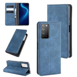 For Huawei Honor X10 5G Retro-skin Business Magnetic Suction Leather Case with Holder & Card Slots & Wallet(Dark Blue)