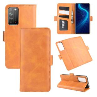 For Huawei Honor X10 5G Dual-side Magnetic Buckle Horizontal Flip Leather Case with Holder & Card Slots & Wallet(Yellow)