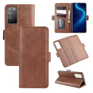 For Huawei Honor X10 5G Dual-side Magnetic Buckle Horizontal Flip Leather Case with Holder & Card Slots & Wallet(Brown)