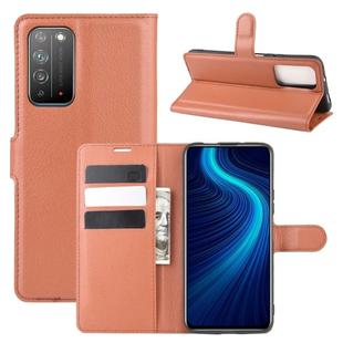 For Huawei Honor X10 5G Litchi Texture Horizontal Flip Protective Case with Holder & Card Slots & Wallet(Brown)