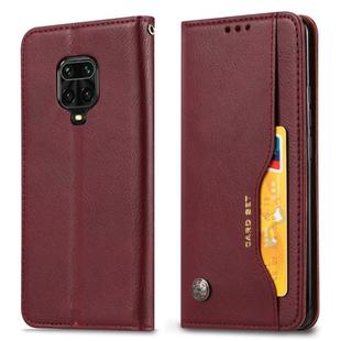 For Xiaomi Redmi Note 9 Pro / Note 9S/ Note 9 Pro Max Knead Skin Texture Horizontal Flip Leather Case with Photo Frame & Holder & Card Slots & Wallet(Wine Red)