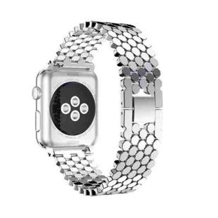 For Apple Watch Series 7 41mm / 6 & SE & 5 & 4 40mm / 3 & 2 & 1 38mm Honeycomb Stainless Steel Strap(silver)