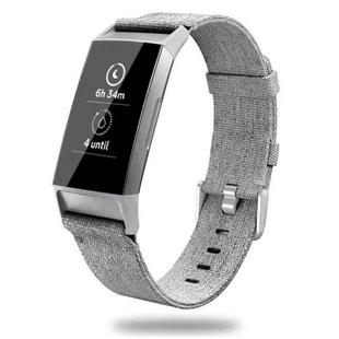 For Fitbit Charge 3 Watch Nylon Canvas Strap Plastic Connector Length: 21cm(Gray)