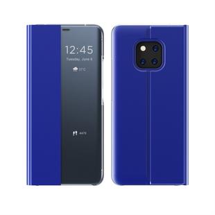 For Huawei Mate 20 Side Window Display Comes with Sleep Function / Stand Plain Cloth Flip Phone Case(Sky Blue)