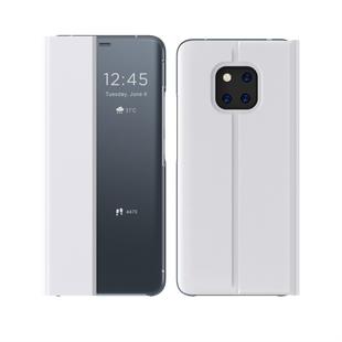 For Huawei Mate 20 Lite Side Window Display Comes with Sleep Function / Stand Plain Cloth Flip Phone Case(Silver)