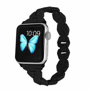 For Apple Watch Series 7 45mm / 6 & SE & 5 & 4 44mm / 3 & 2 & 1 42mm Diamond Stainless Steel Watch Band Strap(Black)