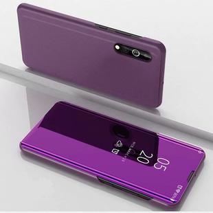 For Samsung Galaxy A01 Plated Mirror Horizontal Flip Leather Case with Holder(Purple)