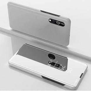 For Samsung Galaxy A01 Plated Mirror Horizontal Flip Leather Case with Holder(Silver)
