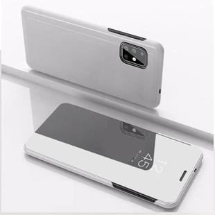 For Samsung Galaxy M40s Plated Mirror Horizontal Flip Leather Case with Holder(Silver)