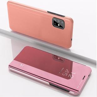 For Samsung Galaxy M40s Plated Mirror Horizontal Flip Leather Case with Holder(Rose Gold)