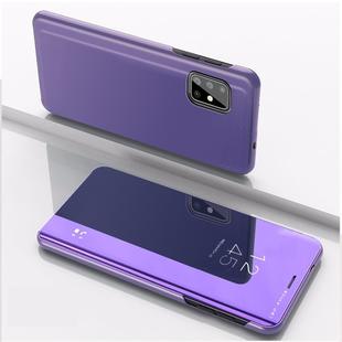 For Xiaomi Mi 10 Lite Plated Mirror Horizontal Flip Leather Case with Holder(Purple Blue)