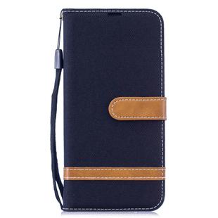 Color Matching Denim Texture Leather Case for Xiaomi Redmi Note 6, with Holder & Card Slots & Wallet & Lanyard(Black)