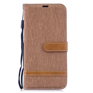 Color Matching Denim Texture Leather Case for Xiaomi Redmi Note 6, with Holder & Card Slots & Wallet & Lanyard(Brown)
