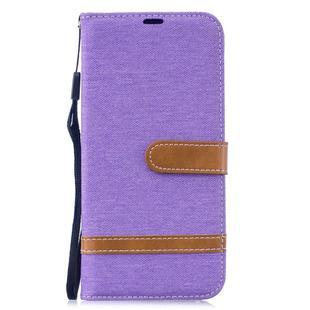 Color Matching Denim Texture Leather Case for Xiaomi Redmi Note 6, with Holder & Card Slots & Wallet & Lanyard(Purple)