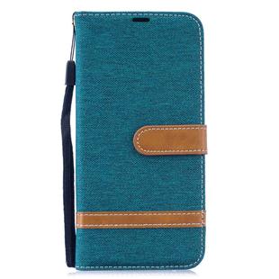 Color Matching Denim Texture Leather Case for Xiaomi Redmi Note 6, with Holder & Card Slots & Wallet & Lanyard(Green)