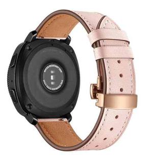 22mm For Huawei Watch GT2e / GT2 46mm Leather Butterfly Buckle Strap Rose Gold Buckle(Pink)