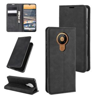 For Nokia 5.3 Retro-skin Business Magnetic Suction Leather Case with Holder & Card Slots & Wallet(Black)