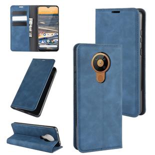 For Nokia 5.3 Retro-skin Business Magnetic Suction Leather Case with Holder & Card Slots & Wallet(Dark Blue)
