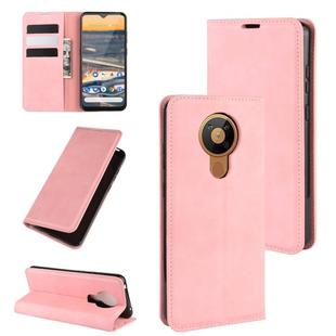 For Nokia 5.3 Retro-skin Business Magnetic Suction Leather Case with Holder & Card Slots & Wallet(Pink)