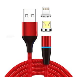 2 in 1 3A USB to 8 Pin + Micro USB Fast Charging + 480Mbps Data Transmission Mobile Phone Magnetic Suction Fast Charging Data Cable, Cable Length: 1m((Red)
