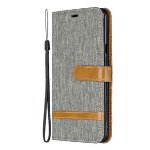 Color Matching Denim Texture Leather Case for LG Stylo 5, with Holder & Card Slots & Wallet & Lanyard(Gray)