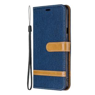 Color Matching Denim Texture Leather Case for LG Stylo 5, with Holder & Card Slots & Wallet & Lanyard(Dark blue)