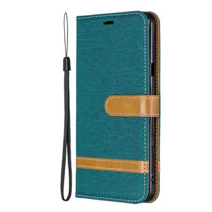 Color Matching Denim Texture Leather Case for LG Stylo 5, with Holder & Card Slots & Wallet & Lanyard(Green)