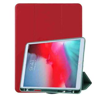 For iPad 9.7(2018) / (2017) / Air 2 / Air Honeycomb Ventilation Foldable Deformation Horizontal Flip PU Leather Case with 3-Folding Holder & Pen Slot  & Smart Sleep / Wake-up(Red)