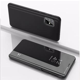 For Samsung Galaxy A71 5G Plated Mirror Horizontal Flip Leather Case with Holder(Black)
