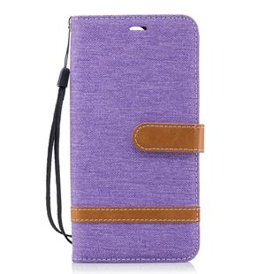 Color Matching Denim Texture Leather Case for Huawei Mate 10 Lite, with Holder & Card Slots & Wallet & Lanyard(Purple)