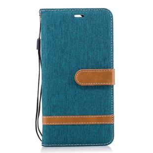 Color Matching Denim Texture Leather Case for Huawei Mate 10 Lite, with Holder & Card Slots & Wallet & Lanyard(Green)